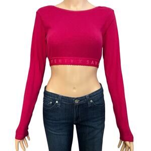 Savage X Fenty Cotton Jersey Crop Top Large Long Sleeve Valentines Day Cozy